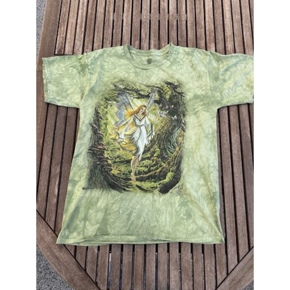 Vintage 2016 The Mountain Fairy Forest Mushroom Tie Dye Graphic T-Shirt L